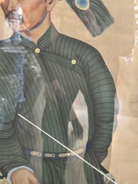Chinese school: 'Manchu archer', ink and colour on silk, 18/19th C.