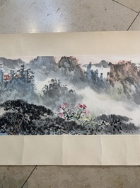 Ying Yeping 應野平 (1910-1990): 'Mountainous landscape', ink and colour on paper, dated 1982