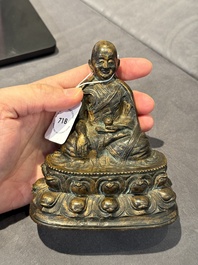 A Tibetan bronze Padmasambhava, 14th C.