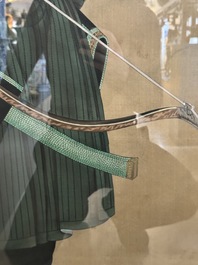 Chinese school: 'Manchu archer', ink and colour on silk, 18/19th C.