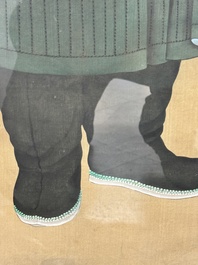 Chinese school: 'Manchu archer', ink and colour on silk, 18/19th C.