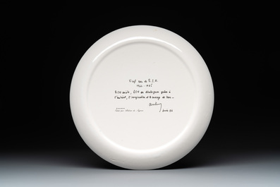 Zao Wou Ki 趙無極 (1920-2013): 'Orchid' plate, dated 1986