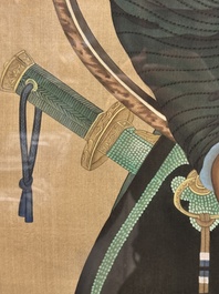 Chinese school: 'Manchu archer', ink and colour on silk, 18/19th C.