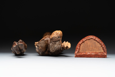 Two carved wooden Corpi Christi and a figure of a monk, Spain and Goa, 16th C.