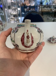 A pair of Chinese famille rose teapots with floral design, Qianlong