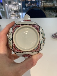 A pair of Chinese famille rose teapots with floral design, Qianlong