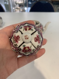 A pair of Chinese famille rose teapots with floral design, Qianlong