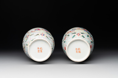 A pair of Chinese famille rose 'boys' vases, Qianlong mark, Republic