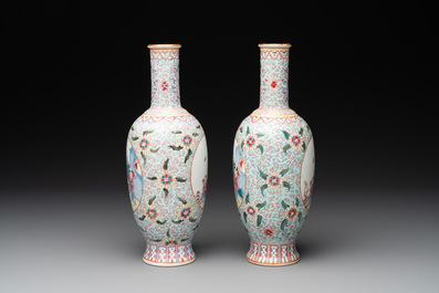A pair of Chinese famille rose 'boys' vases, Qianlong mark, Republic