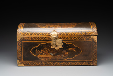 A Japanese gilt-lacquered mother-of-pearl inlaid Namban coffer for the Portuguese market, Edo, 17th C.