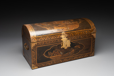 A Japanese gilt-lacquered mother-of-pearl inlaid Namban coffer for the Portuguese market, Edo, 17th C.