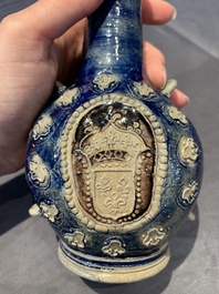 A Westerwald stoneware pilgrim's flask with the coat of arms of France, Germany, 17th C.
