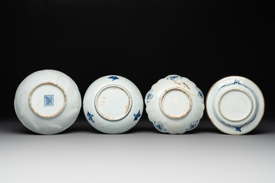 Four Chinese blue and white ko-sometsuke plates for the Japanese market, late Ming