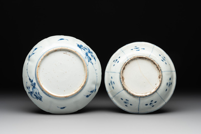 Eight Chinese blue and white 'kraak' wares, Wanli