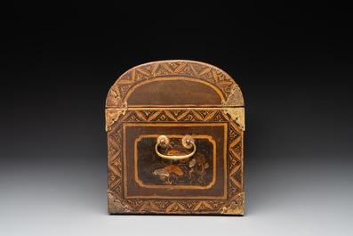 A Japanese gilt-lacquered mother-of-pearl inlaid Namban coffer for the Portuguese market, Edo, 17th C.