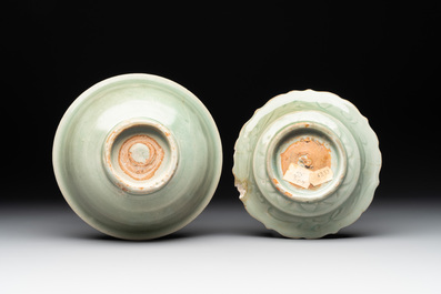 Seven Chinese Longquan celadon wares, Yuan/Ming