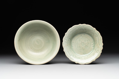Seven Chinese Longquan celadon wares, Yuan/Ming