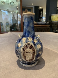 A Westerwald stoneware pilgrim's flask with the coat of arms of France, Germany, 17th C.