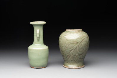 Seven Chinese Longquan celadon wares, Yuan/Ming