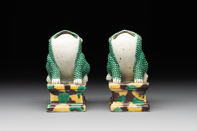 A pair of Chinese sancai-glazed toads, Kangxi