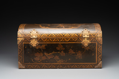 A Japanese gilt-lacquered mother-of-pearl inlaid Namban coffer for the Portuguese market, Edo, 17th C.