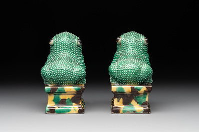 A pair of Chinese sancai-glazed toads, Kangxi