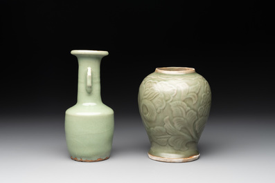 Seven Chinese Longquan celadon wares, Yuan/Ming