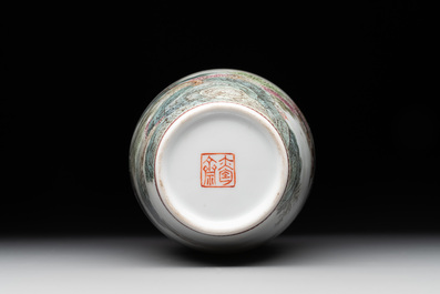 A Chinese famille rose semi-eggshell 'landscape' vase, signed Zhang Zhitang 張志湯, Yitaozhai 亦陶斎 mark, dated 1939