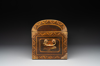 A Japanese gilt-lacquered mother-of-pearl inlaid Namban coffer for the Portuguese market, Edo, 17th C.