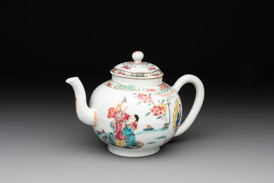 A Chinese famille rose 'Xi Xiang Ji' teapot, Yongzheng