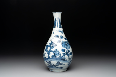 A Chinese blue and white 'birds among flowering branches' bottle vase, Ming