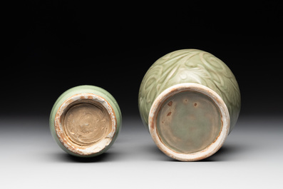 Seven Chinese Longquan celadon wares, Yuan/Ming