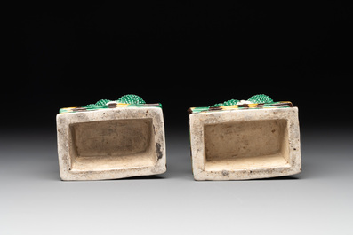 A pair of Chinese sancai-glazed toads, Kangxi