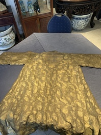 An Ottoman gold-thread-embroidered silk kaftan, probably 18th C.