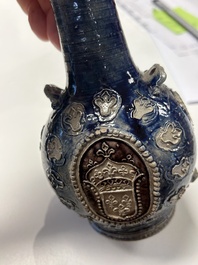 A Westerwald stoneware pilgrim's flask with the coat of arms of France, Germany, 17th C.