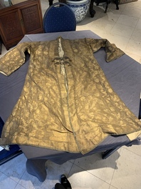An Ottoman gold-thread-embroidered silk kaftan, probably 18th C.
