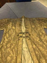 An Ottoman gold-thread-embroidered silk kaftan, probably 18th C.