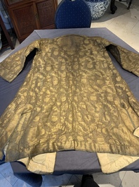 An Ottoman gold-thread-embroidered silk kaftan, probably 18th C.