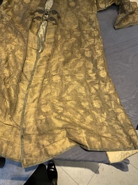 An Ottoman gold-thread-embroidered silk kaftan, probably 18th C.