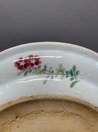 A Chinese famille rose 'mountainous river landscape' dish, 19th C.