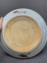 A Chinese famille rose 'mountainous river landscape' dish, 19th C.