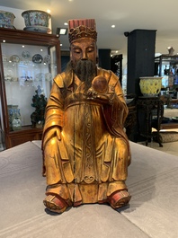 A Chinese gilt-lacquered figure of the star god Lu 祿, 19th C.