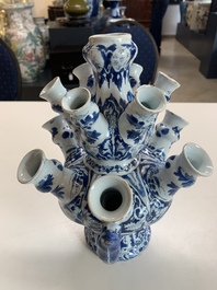 A rare Dutch Delft blue and white tulip vase, late 17th C.