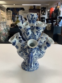 A rare Dutch Delft blue and white tulip vase, late 17th C.