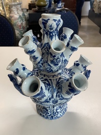 A rare Dutch Delft blue and white tulip vase, late 17th C.