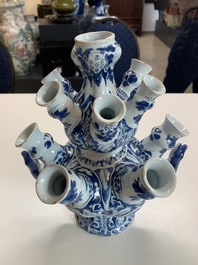 A rare Dutch Delft blue and white tulip vase, late 17th C.