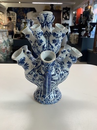 A rare Dutch Delft blue and white tulip vase, late 17th C.