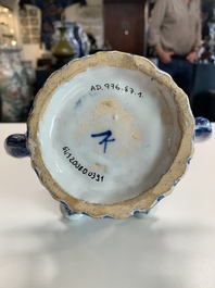 A rare Dutch Delft blue and white tulip vase, late 17th C.