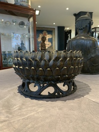 A Chinese bronze Bodhisattva on a lotus throne, Ming