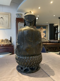 A Chinese bronze Bodhisattva on a lotus throne, Ming